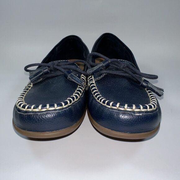 Hotter Shoes Women's 10 M Navy Blue Honiton Slip-On Loafers Leather Stitching - Picture 3 of 9